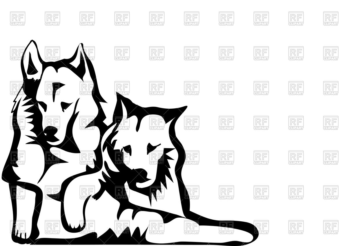 Two Dogs Silhouette 97786 Download Royalty Free Vector Clipart  Eps