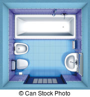 Bathroom Blue Top   3d Rendering Bathroom Blue Top