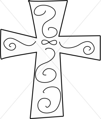Black And White Swirl Cross   Cross Clipart