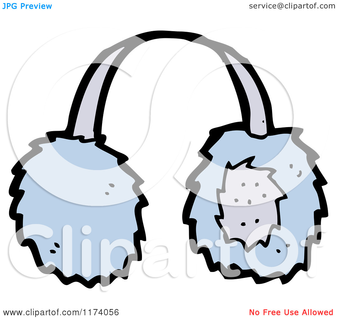 Cartoon Of Blue Ear Muffs   Royalty Free Vector Clipart By