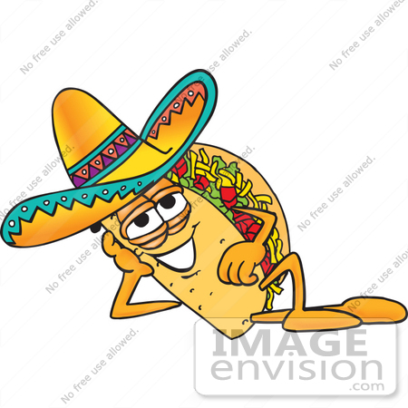 Clip Art Graphic Of A Crunchy Hard Taco Character Resting His Head On