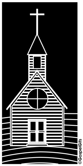 Clip Art Image  A Local Church Building  Black And White