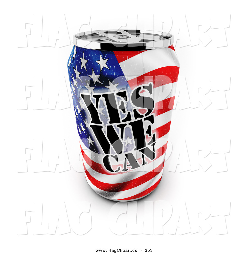 Clip Art Of A Patriotic Yes We Can Soda Can With An American Flag On    