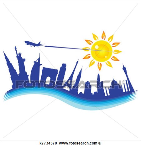 Clipart   Buliding With Airplane Travel Illustration  Fotosearch