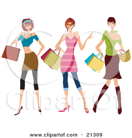 Clipart Illustration Of Three Young Sassy Caucasian Women Wearing