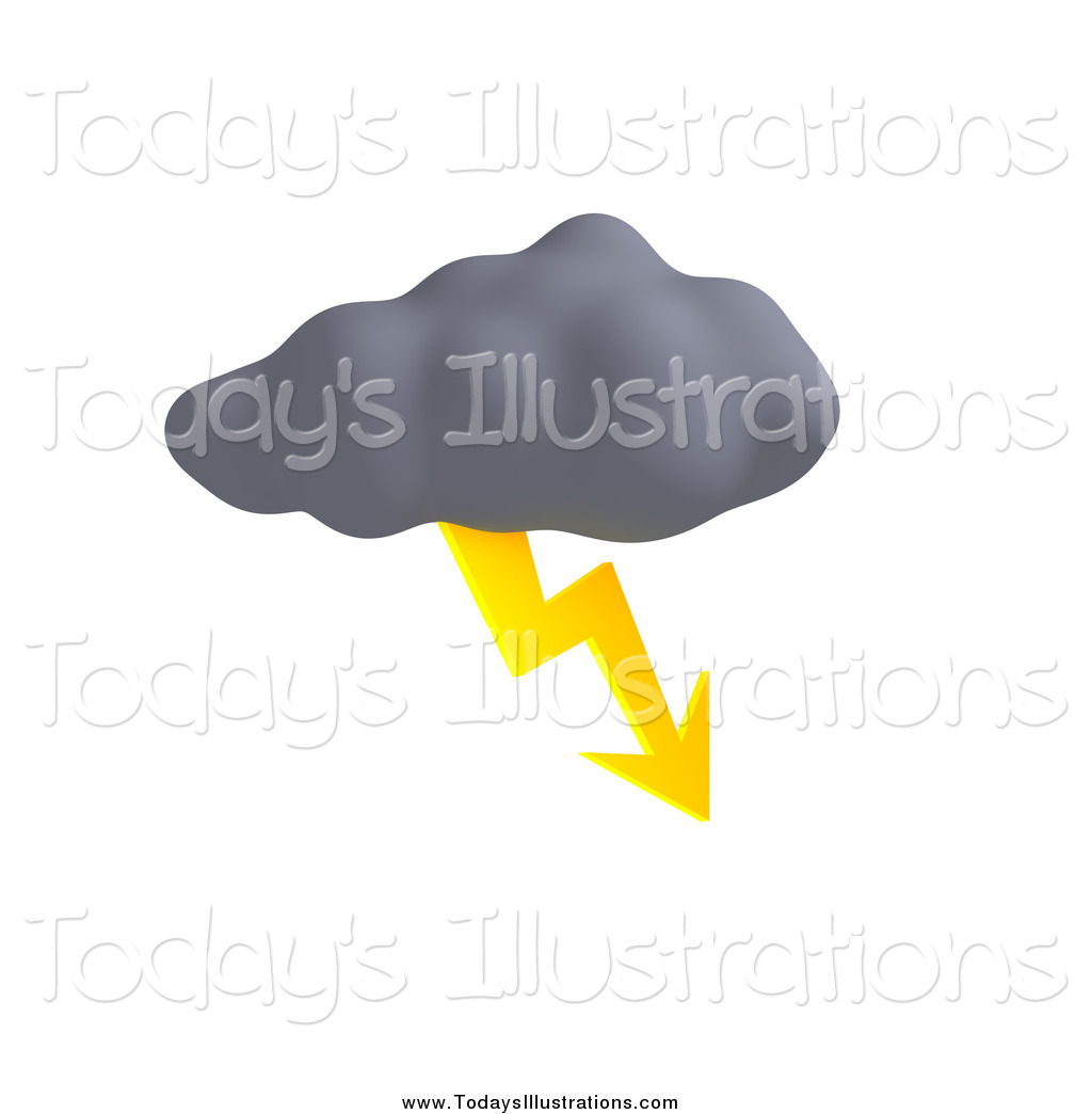 Clipart Of A Dark Storm Cloud With Lightning Striking
