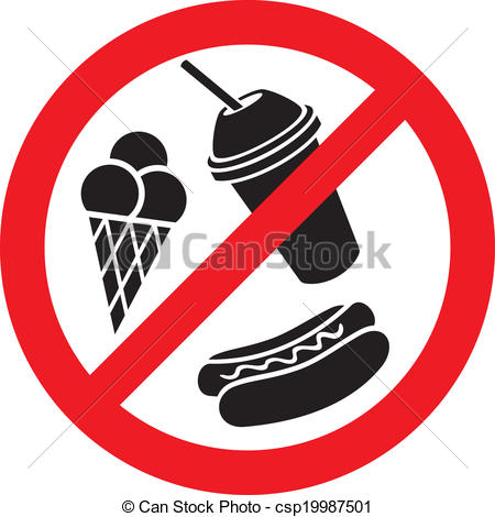 Clipart Of No Food And Drink Sign Fast Food Danger Label Fast Food    