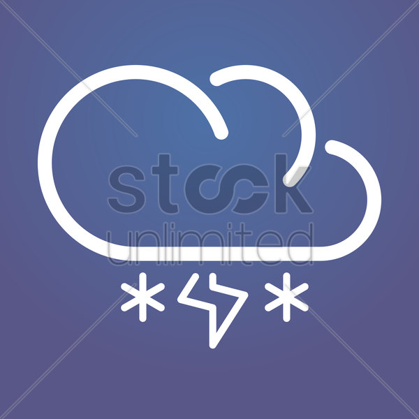 Cloud With Snowflake And Thunder Vector Clipart   1333572   Stock