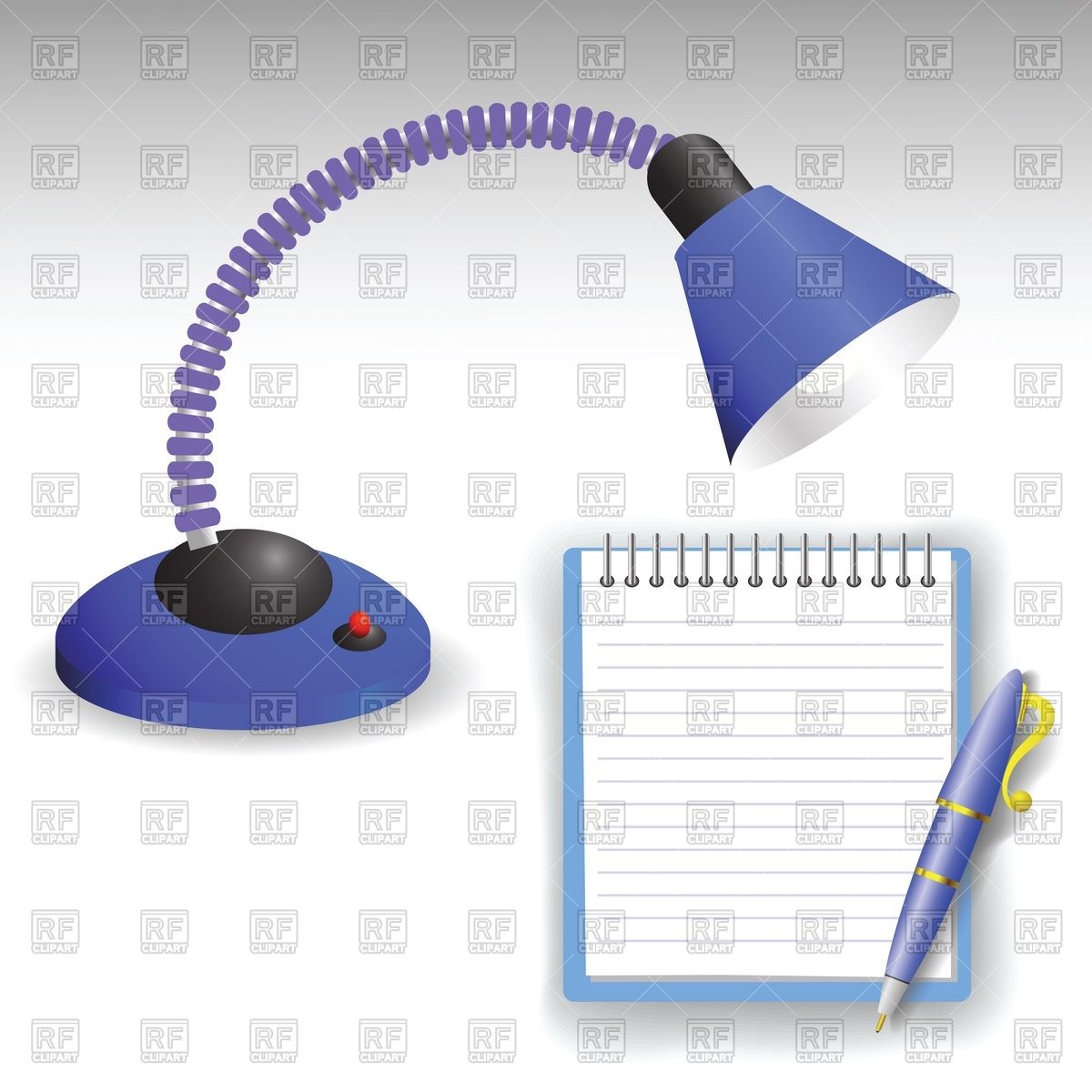     Desk Lamp Pen And Notepad Download Royalty Free Vector Clipart  Eps