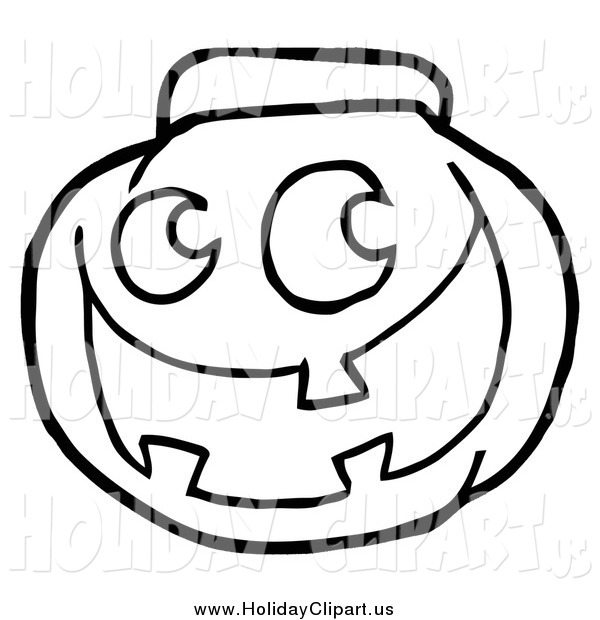 Holiday Clip Art Of A Black And White Happy Jack O Lantern Pumpkin By