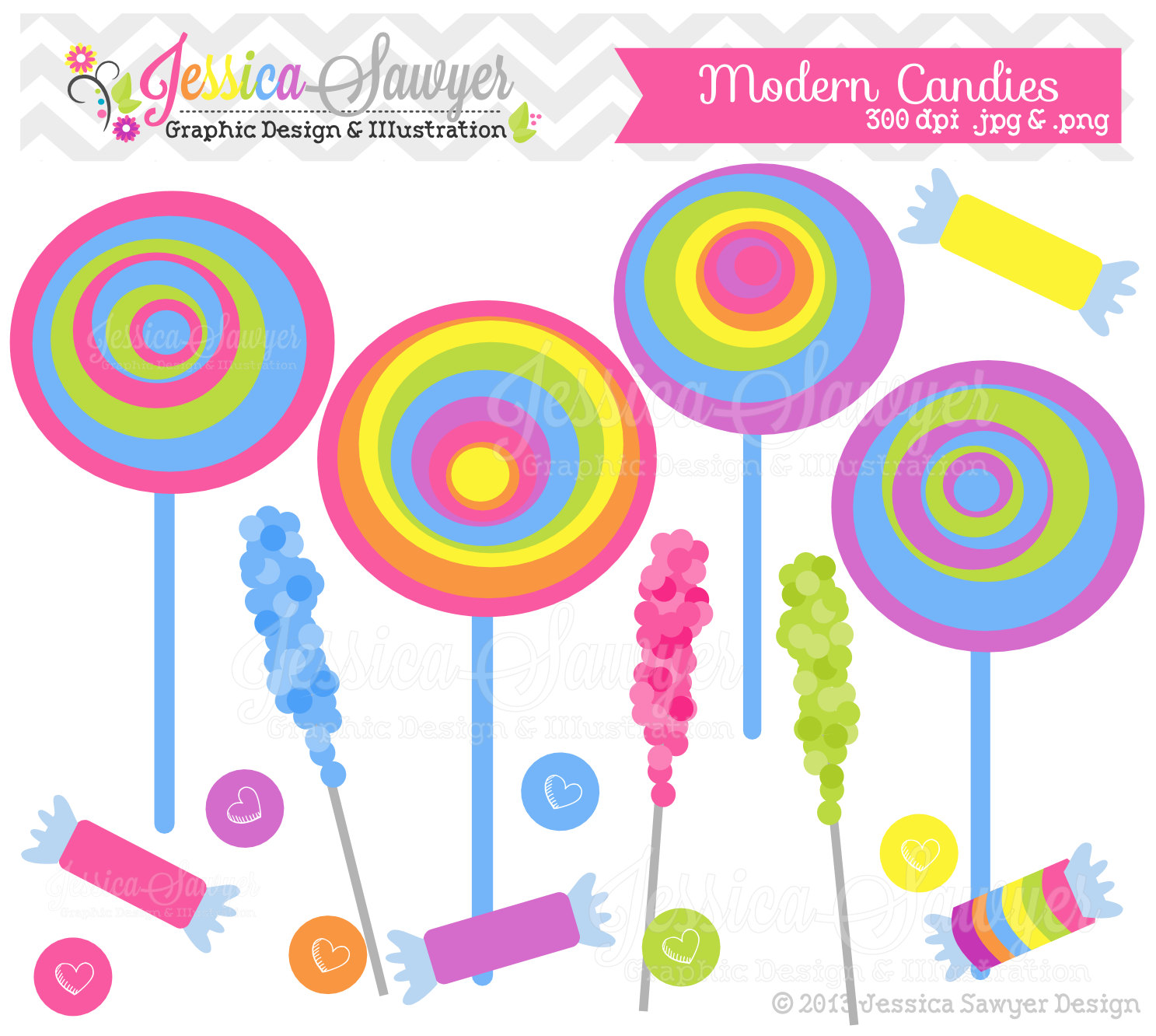 Instant Download Candy Clipart Rainbow Lollipop Clipart For