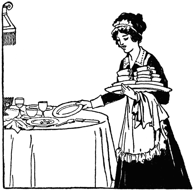 Maid Cleaning The Table   Clipart Etc