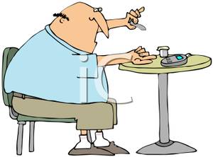 Man Monitoring His Blood Sugar Levels   Royalty Free Clipart Picture