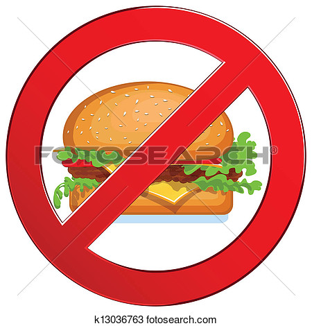 No Fast Food Label View Large Clip Art Graphic