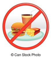No Fast Food Prohibition Sign Vector Label   No Fast Food   