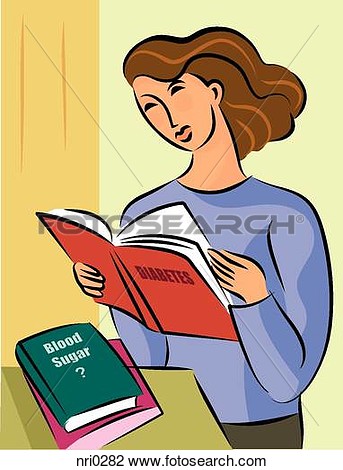 Reading Books On Diabetes And Blood Sugar Nri0282   Search Clipart    