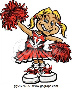 Stock Illustration   Cute Cheerleader Cartoon Girl   Clipart