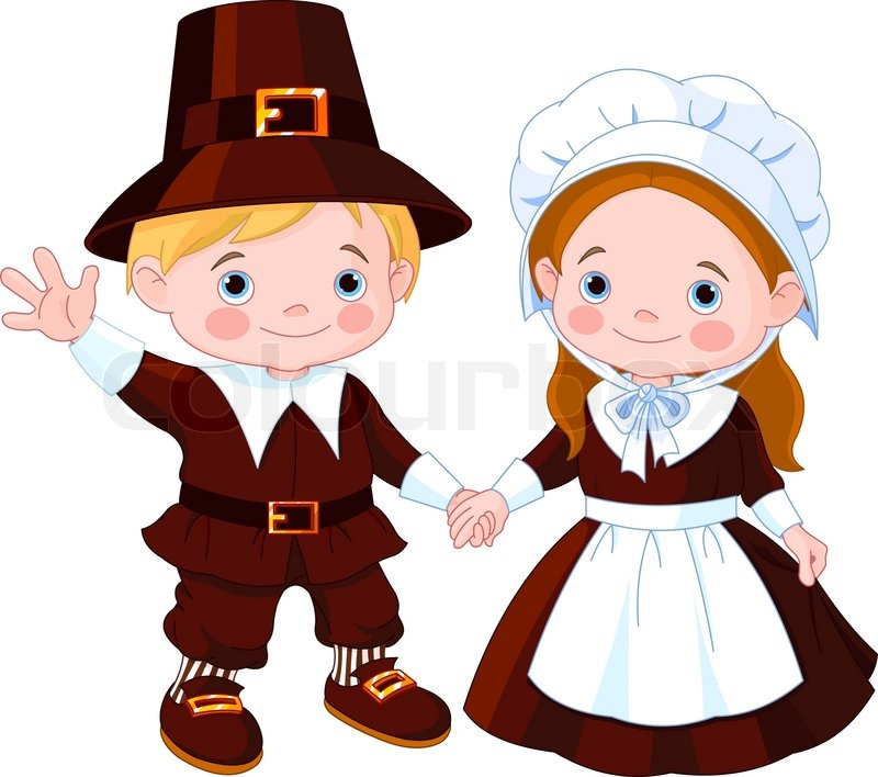 Stock Vector Of  Thanksgiving Day Children Pilgrim Couple 