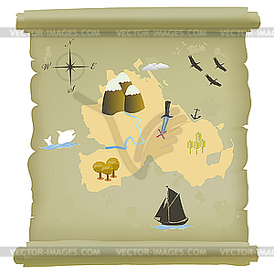 Treasure Island Map   Vector Clipart