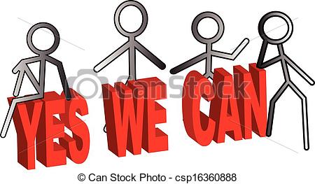 Vector Of Men Yes We Can Csp16360888   Search Clip Art Illustration