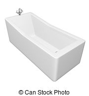 White Rectangular Bathtub With Stainless Steel Fixtures   