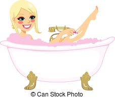 Woman Shaving On Bathtub   Beautiful Young Blonde Woman   