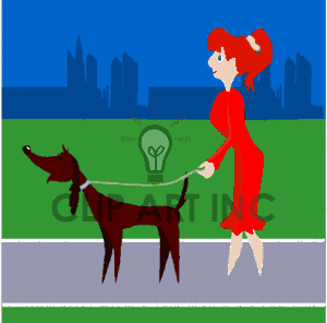    Woman Walking Her Dog In The Park Clipart Image Picture Art   131910