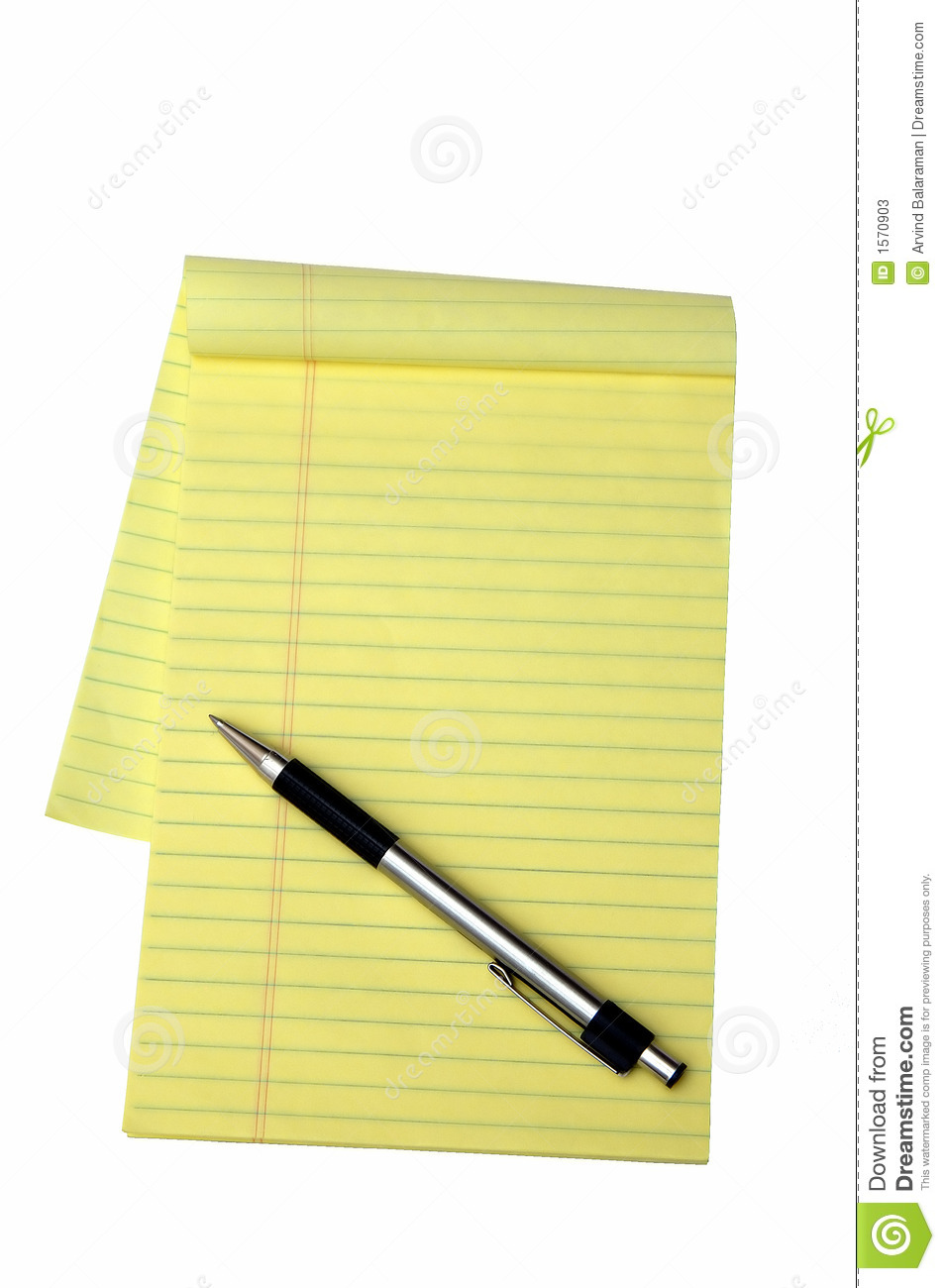 Yellow Notepad And A Pen Isolated In A White Background