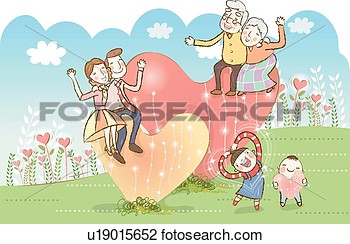 Art   Multi Generation Family On Hearts  Fotosearch   Search Clipart