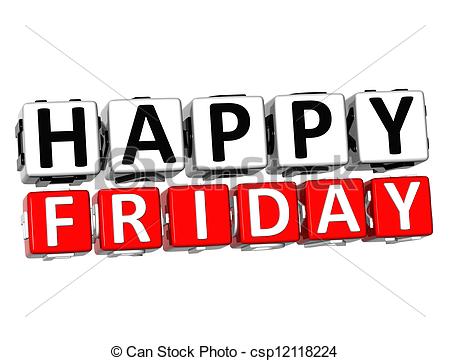 Clip Art Of 3d Happy Friday Button Click Here Block Text Over White