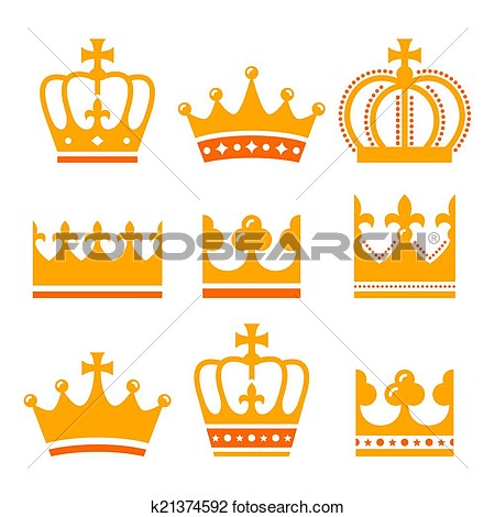 Clipart Of Crown Royal Family Gold Icons Set K21374592   Search Clip    