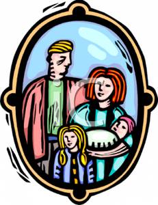 Colorful Cartoon Of A Family Portrait   Royalty Free Clipart Picture