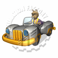 Dog Driving Car Animated Clipart