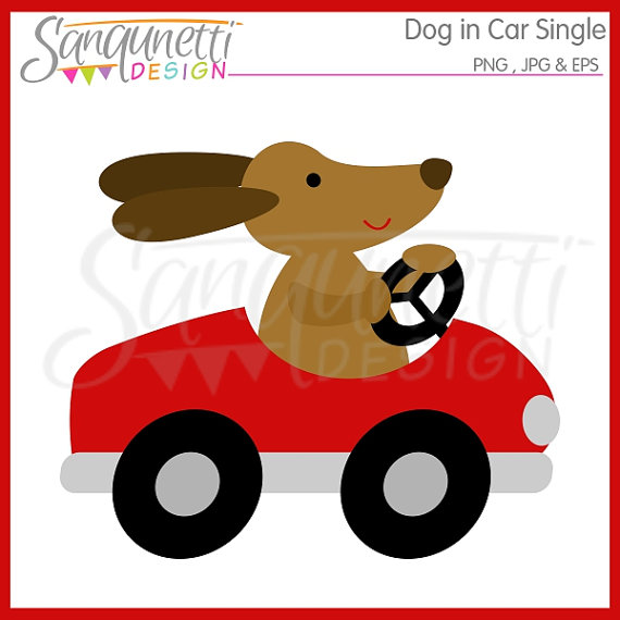 Dog Driving Car Clipart Commercial Use License Included