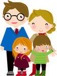 Family With Two Children Cartoon Funny Family With Two Dog