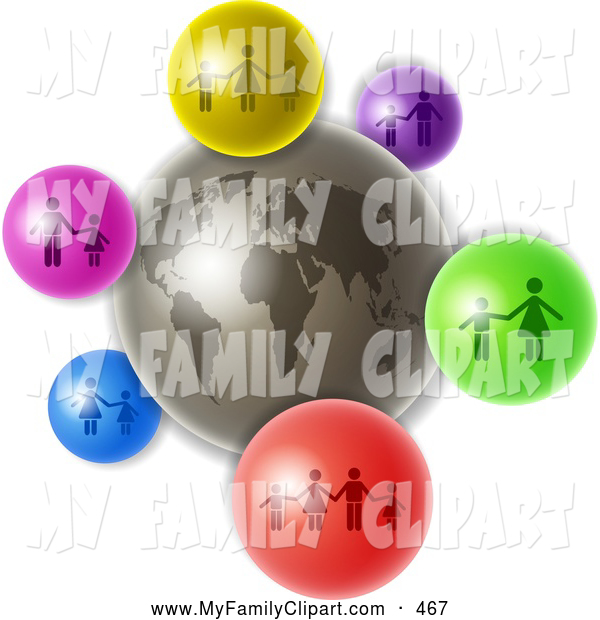 Gray World With Colorful Family Icons Family Clip Art Prawny