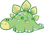 Green Baby Stegosaur Dino With Yellow Osteoderms On Its Back Clipart    