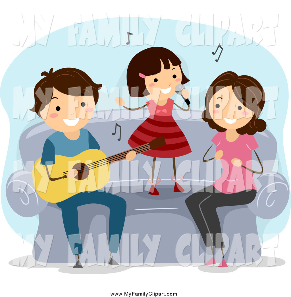 Larger Preview  Clip Art Of A Happy Family Singing And Playing A    