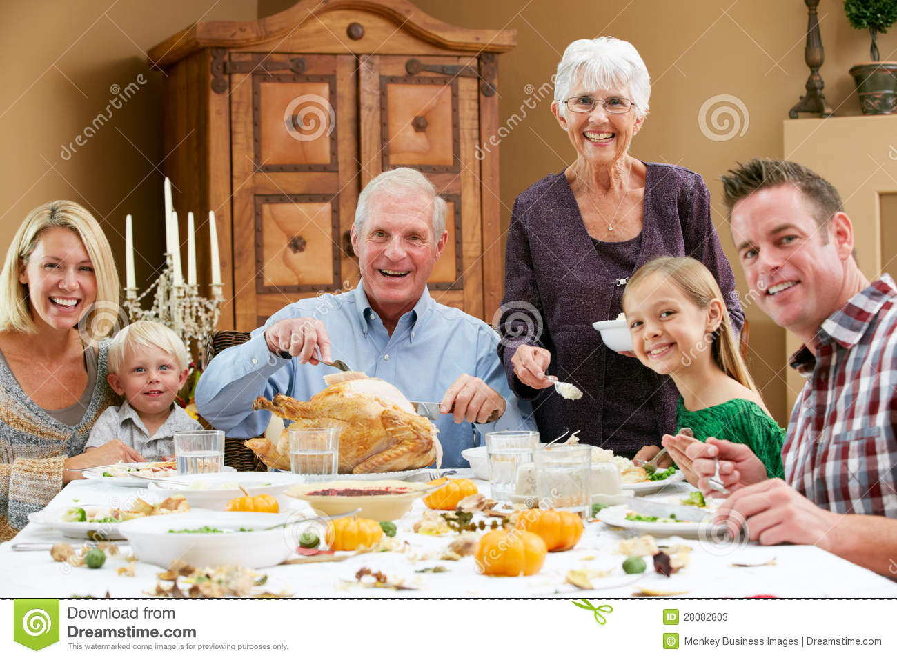 Multi Generation Family Celebrating Thanksgiving Stock Photos   Image