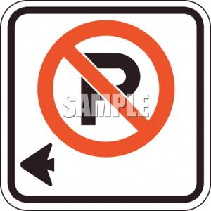 No Parking On Left Sign   Royalty Free Clipart Picture