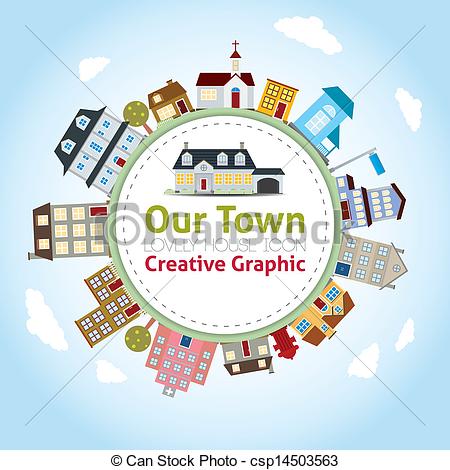Of Our Town With Lovely House Icons Csp14503563   Search Clipart