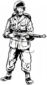 Retro Cartoon Of A Male Soldier   Royalty Free Clipart Picture