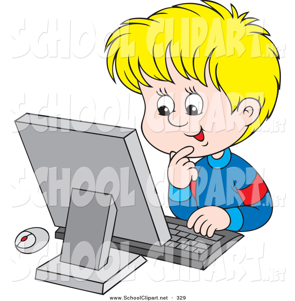 School Boy Using A Computer School Clip Art Alex Bannykh