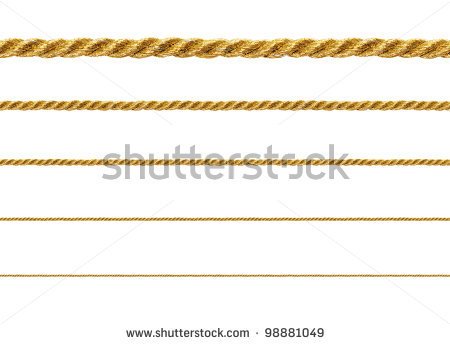 Seamless Golden Rope Isolated On White Background For Continuous