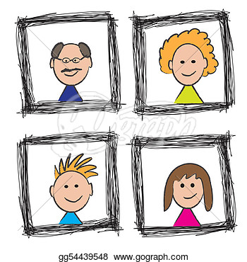 Stock Illustration   Happy Family Portrait Sketch  Clip Art Gg54439548