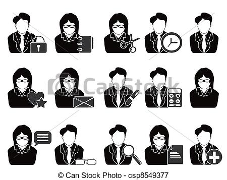 Vector   Business People With Office Tools Icon   Stock Illustration