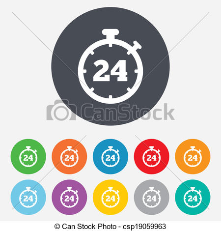 24 Hours Timer Sign Icon  Stopwatch Symbol    Csp19059963