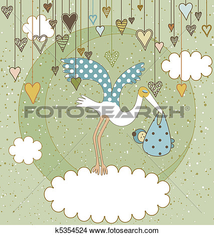 Baby Arrival Announcement Card View Large Clip Art Graphic