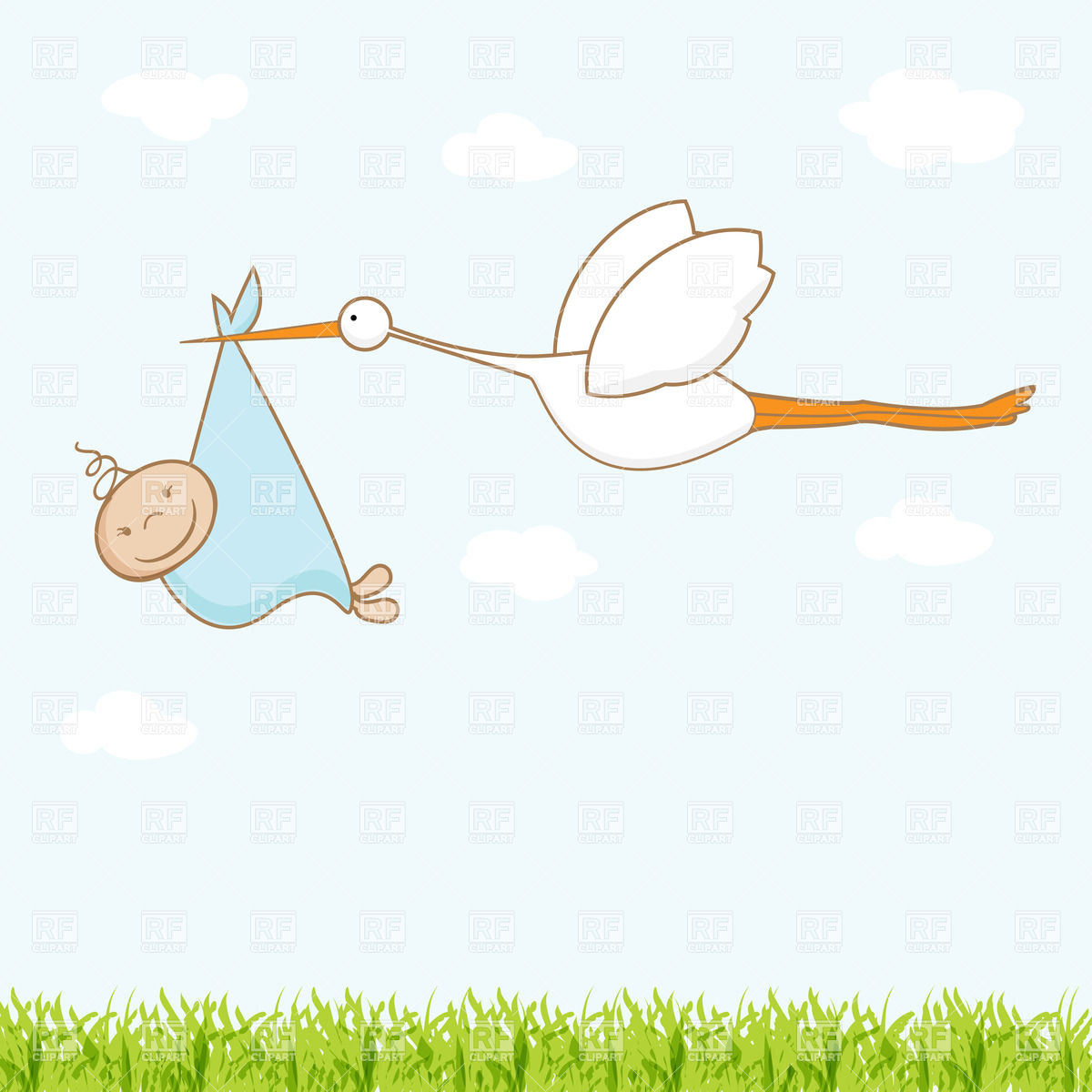 Baby Arrival Card With Flying Stork That Brings Newborn 22284 Plants    