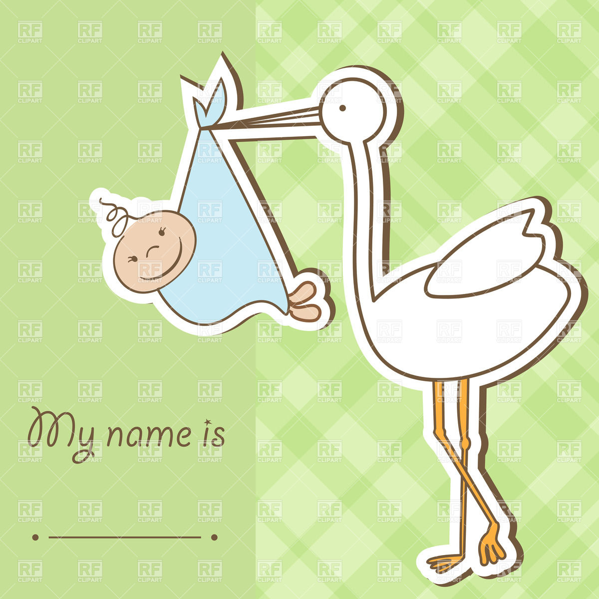 Baby Arrival Card With Stork Brings A Newborn 22163 Download Royalty